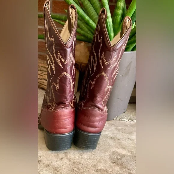 Old West Child size 10  Cowboy Boots Leather - Picture 5 of 11